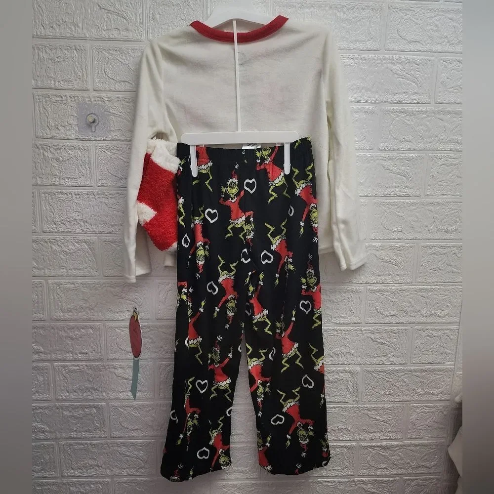 Nwt Unisex Boy Girls Size XS 4/5 The Grinch Christmas Cozy Pajama Set with Socks